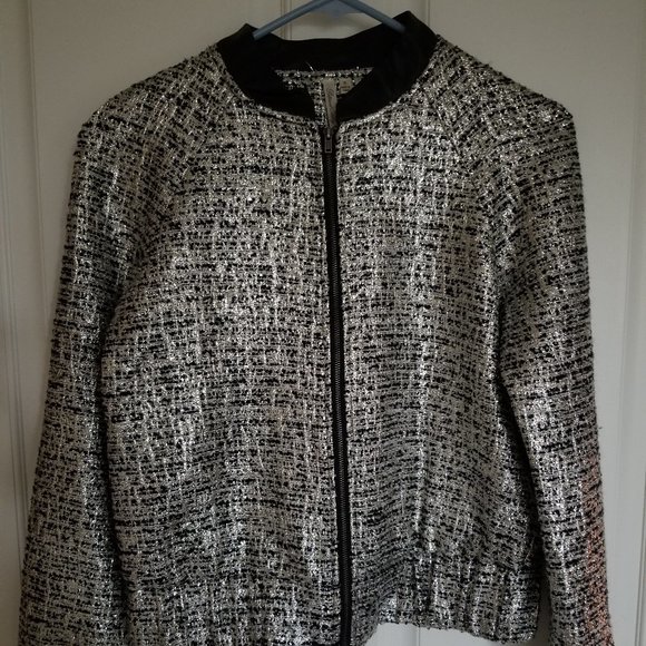 NWT-Petticoat Alley Bomber Jacket Metallic, - Picture 6 of 7